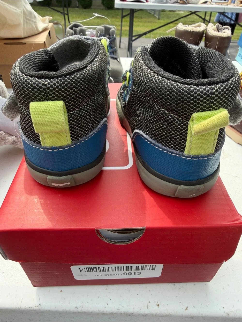 See Kai Run SMO compatible Kids Lightning Velcro Sneakers - Gray & Blue